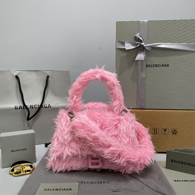 Balenciaga Bags 593546 Rabbit Hair Pink